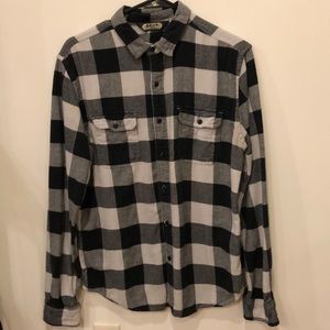 Black and white buffalo check flannel shirt